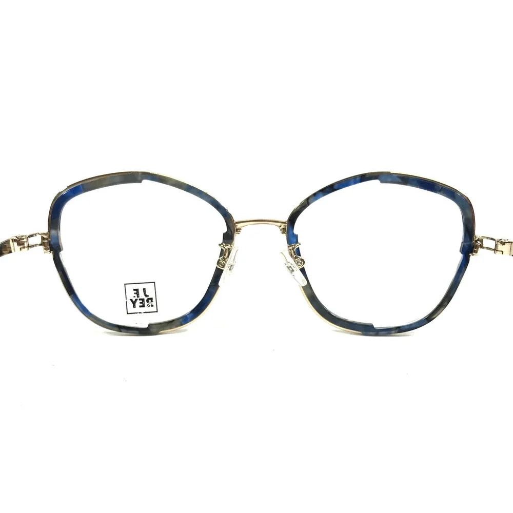 J.F. Rey Eyeglasses Frames JF2987 5520 Blue Brown Marble Gold Full Rim 49-21-143